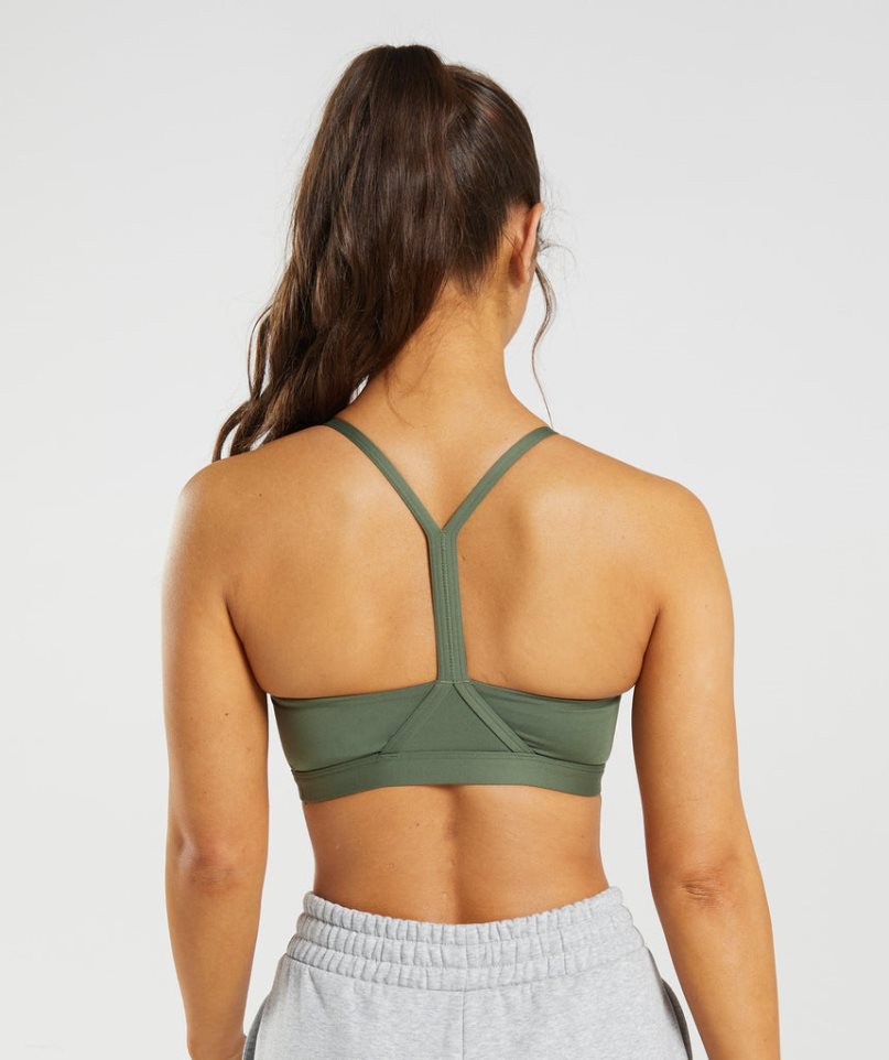 Women's Gymshark V Neck Sports Bra Olive | CA 35D18N